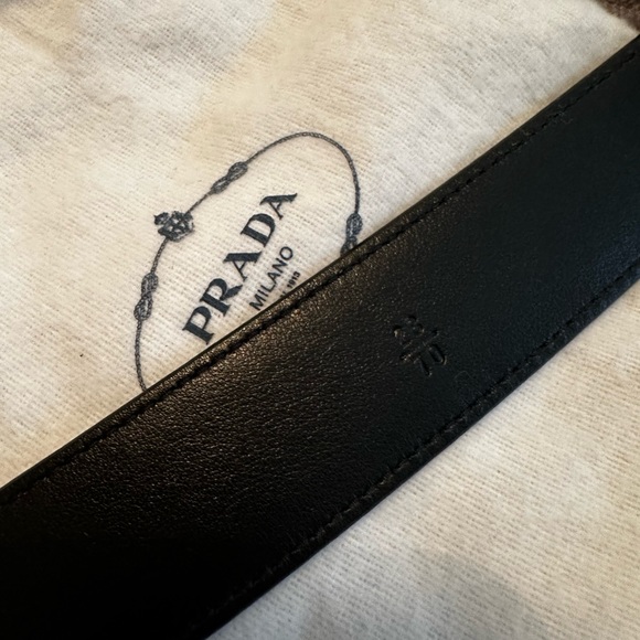 Prada Square Logo Plate Saffiano Leather Belt size 70 - Picture 5 of 8